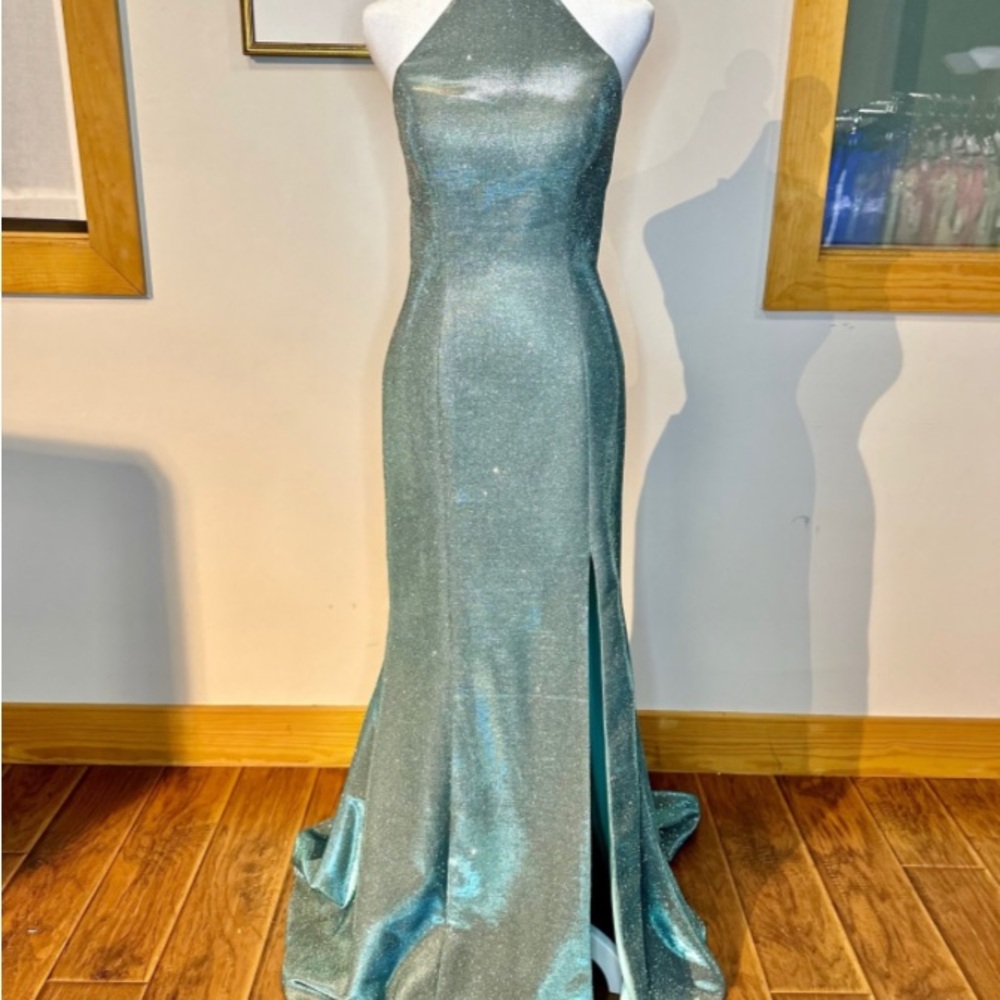 Sherri Hill Blue Strapless Dress